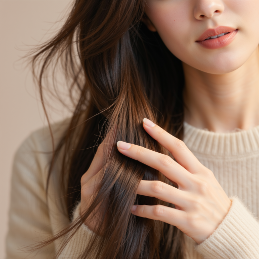 二十八岁左右女性设计师头像，穿着时尚米色毛衣，亲和微笑，背景简洁明亮